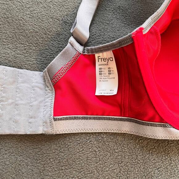 Freya Sonic Active Bra 32J Pink Gray Sports Bra Underwire Support Hot Crimson - Picture 6 of 6
